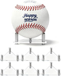 Happyseason 6-Pack Baseball Holders for Display, Clear Acrylic Ball Stand for Autographed Baseballs, Softballs, Tennis & Billiard Balls, Minimalist Rack with Stainless Steel Rods (Easy Assembly)
