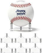 Happyseason 6-Pack Baseball Holders for Display, Clear Acrylic Ball Stand for Autographed Baseballs, Softballs, Tennis & Billiard Balls, Minimalist Rack with Stainless Steel Rods (Easy Assembly)
