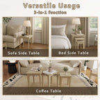 Kmax Nesting Tables Set of 3, Small Sofa Side Table Rustic Stacking End Table Rectangle Solid Wood Coffee Tables for Small Space - Ashes White