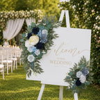 AitnWoy Artificial Wedding Arch Flowers Kit 2 PCS Dust Rose Flowers Silk Peony Floral Swag Welcome Sign for Wedding Ceremony Party Home Garland Decor