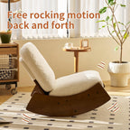 Glider Rocking Chair, Oversized Upholstered Nursery Chair with Solid Wood Frame, Comfortable Recliner & Reading Accent Chair for Living Room, Bedroom, Nursery (White)