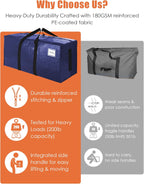 SWEET DOLPHIN 8 Pack 200LB Heavy-Duty Moving Bags with Wrap-Around Handles, Extra Large Storage Totes for Space Saving, Clothes Storage Bags, College Dorm Essentials, Blue, 24 Gal