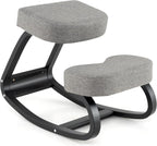 SlickBlue Wooden Ergonomic Backless Rocking Kneeling Chair with Padded Cushion, Active Sitting