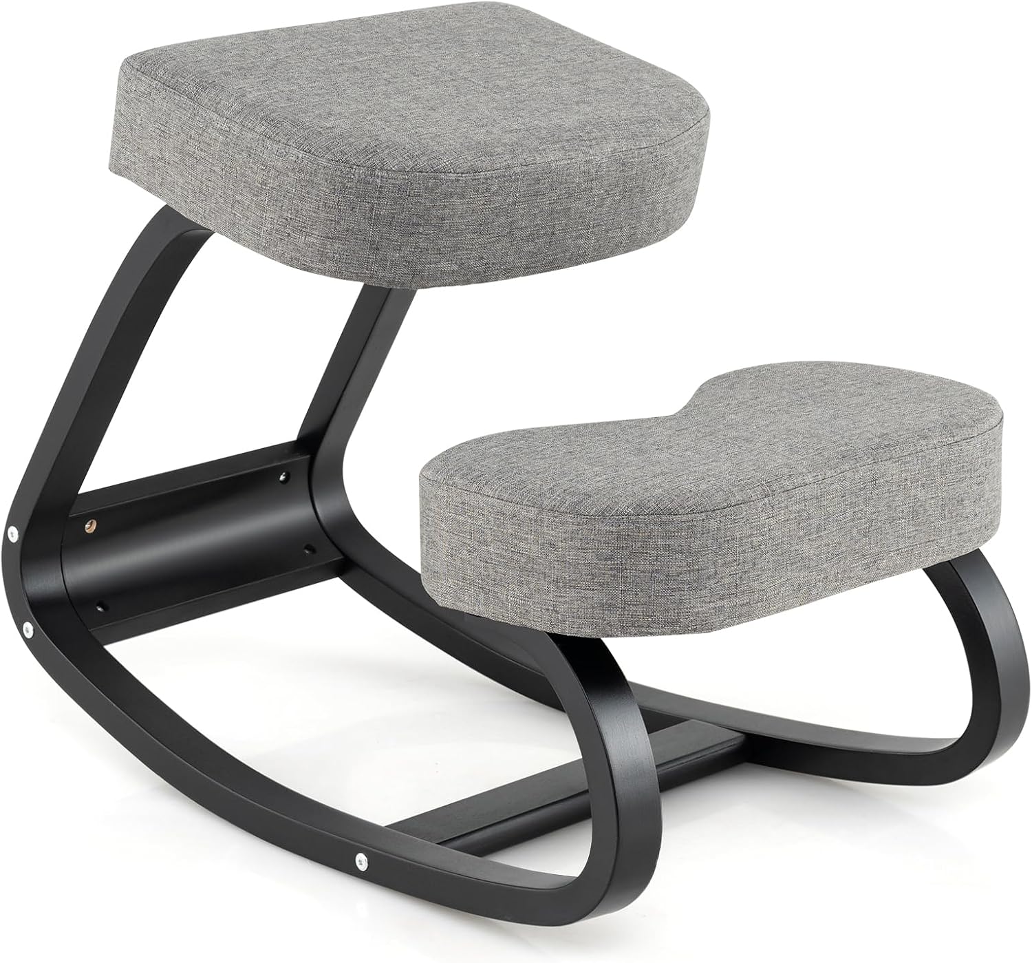 SlickBlue Wooden Ergonomic Backless Rocking Kneeling Chair with Padded Cushion, Active Sitting