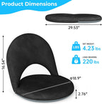 Floor Chair, 5-Position Foldable Floor Chair for Kids with Adjustable Back, Soft Sponge & Velvetean Cover, for Adults and Kids, Indoor Outdoor Use, Meditation, Gaming, Camping (Black)