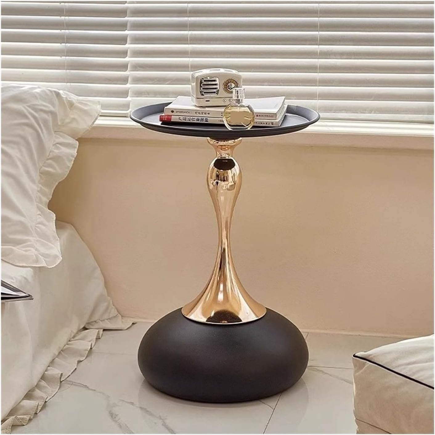 Center Table Sofa Side Several, Mini Simple Home Bedroom Bedside Table, Creative Corner Cabinet Storage Shelf(Black)