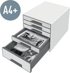 Leitz 52142036 A4 "Wow" Cube 5 Drawers Filling Unit - White/Blue