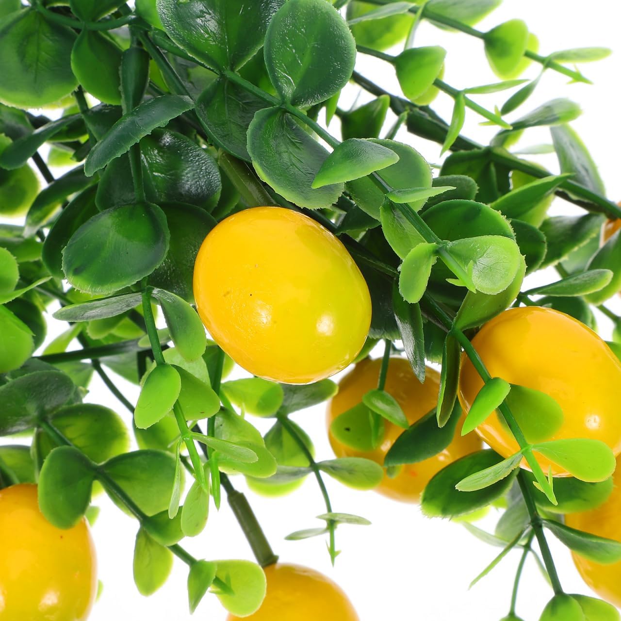 Cabilock 8pack Fake Lemon Branches Artificial Yellow Faux Lemons Decorations Eucalyptus Leaf Stems Tables Centerpiece for Kitchen Stem Fruits for Home Spring Summer Party Decor