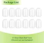 Hewory Glass Bud Vases for Centerpieces: Set of 12 Blown Clear Small Vase Bulk, Mini Cute Flower Vase for Floral Arrangement, Modern Decorations for Wedding Party Event Table Decor, 3.7"(H)×2.75"(D)