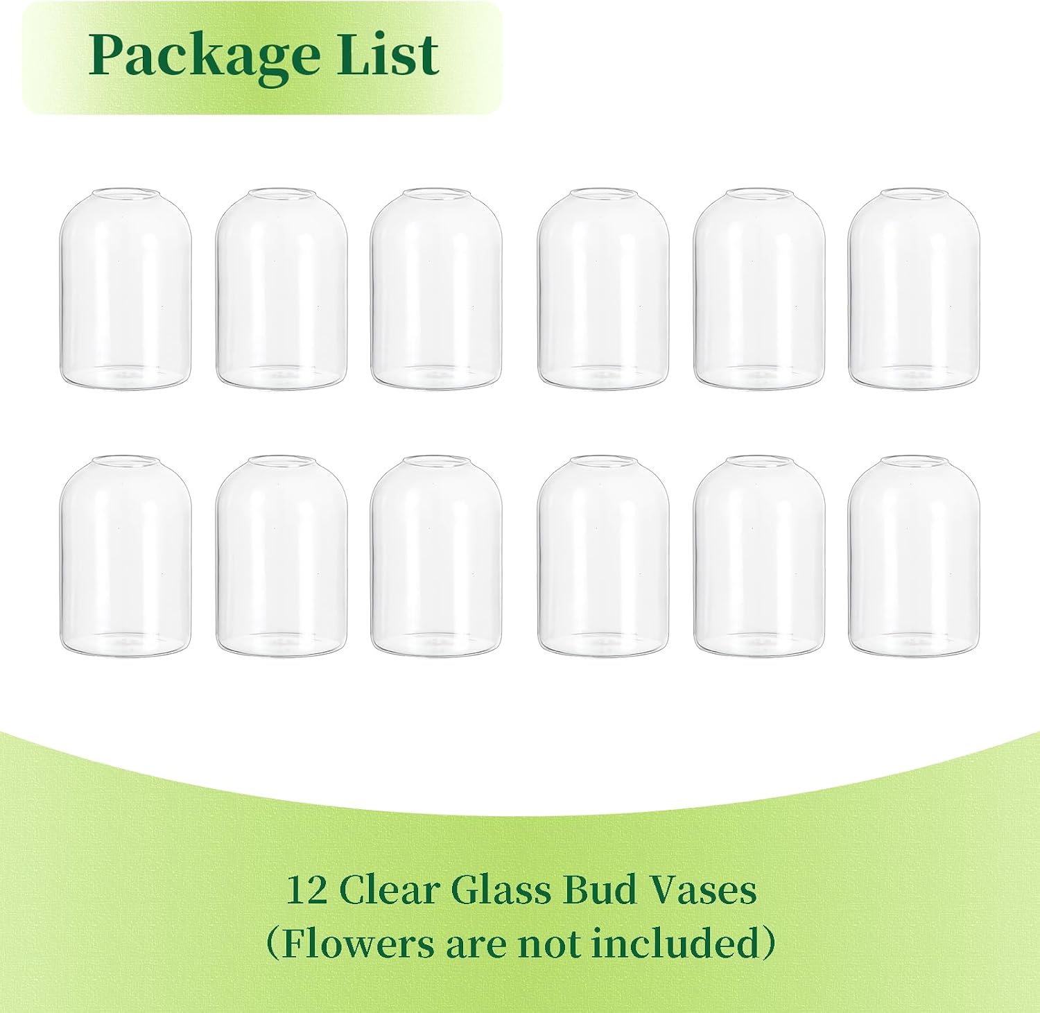 Hewory Glass Bud Vases for Centerpieces: Set of 12 Blown Clear Small Vase Bulk, Mini Cute Flower Vase for Floral Arrangement, Modern Decorations for Wedding Party Event Table Decor, 3.7"(H)×2.75"(D)