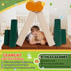 Erament 18PCS Modular Kids Play Couch - Junlge Theme Toddler Couch Building Fort, Convertible Sofa Multifunctional Kids Sofa, Toddler Baby Playroom/Bedroom Furniture for Playing, Sleeping