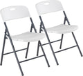 DUMOS 2 Pack White Folding Chairs, Plastic Portable Stackable Dining Chairs with Metal Frame, for Indoor Outdoor, for Home and Office, Conference, Party, Event, Wedding, Birthday, White