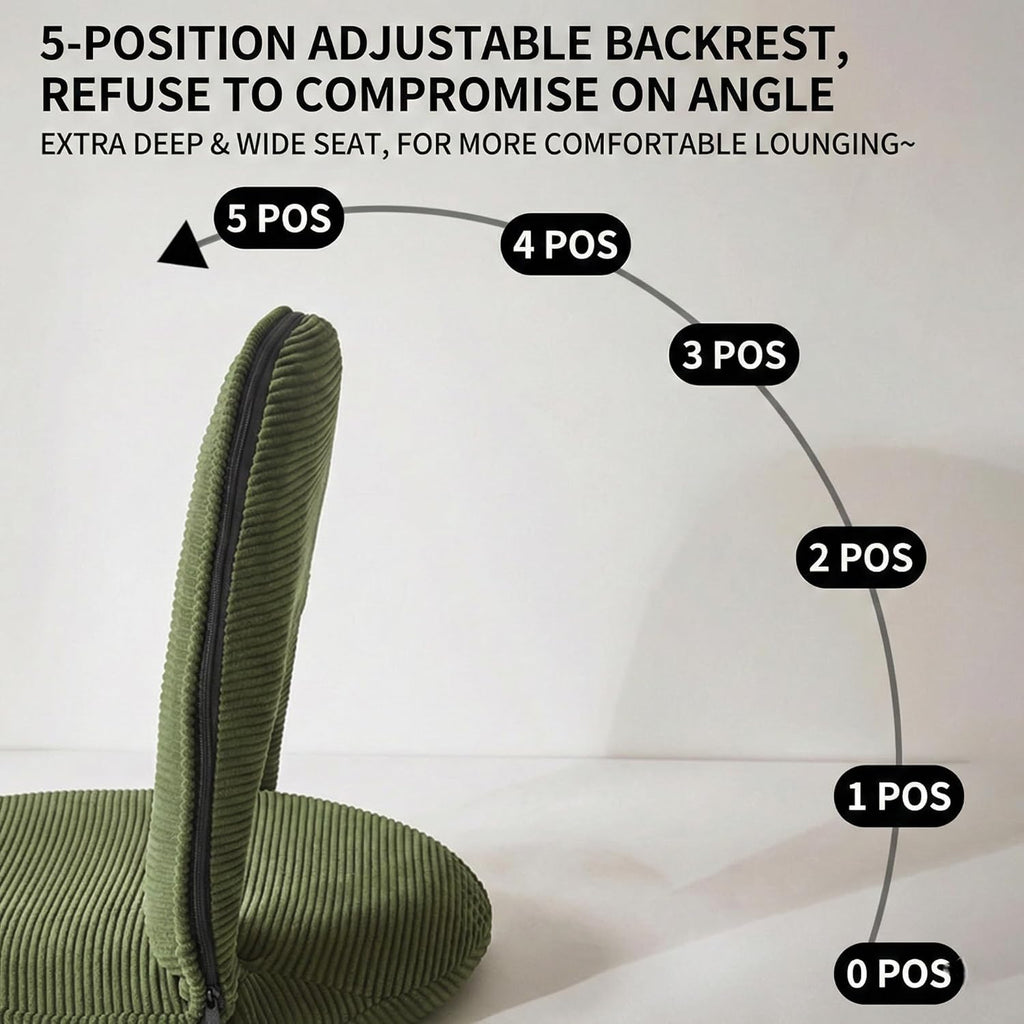 Foldable Floor Chair with Back Support, Tatami Style Floor Lounger for Bedroom, Bay Window, Balcony, Living Room, or Bedside – Single Seat with Backrest Cushion