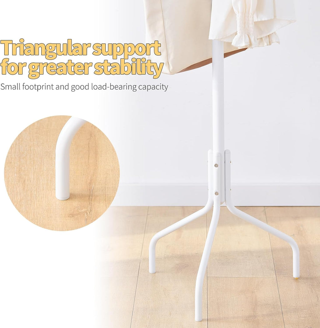Coat Rack Freestanding for entryway,Living Room,Bedroom,Metal coat tree with12 Hooks and 3 Legs,hat stand (White)