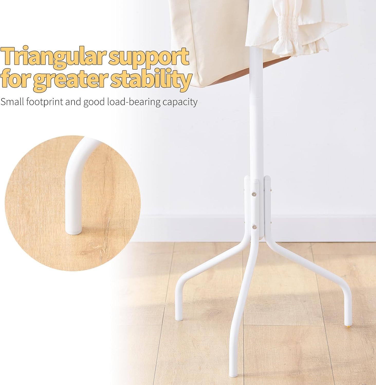 Coat Rack Freestanding for entryway,Living Room,Bedroom,Metal coat tree with12 Hooks and 3 Legs,hat stand (White)