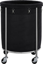 ELYKEN 190L Laundry Basket with Wheels, Large Rolling Laundry Hamper with Removable Liner Bag, Round Rolling Laundry Cart, Dirty Clothes Hamper for Hotel, Home, Closet, Dorm, Black