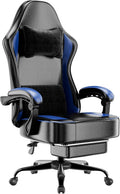 Gaming Chair with Pocket Spring Cushion and Footrest, Ergonomic Computer Chair for Adults, Breathable PU Leather Game Chair