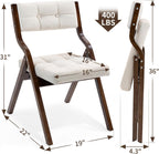 HOMEFUN Folding Chairs with Cushion, Wooden Padded Foldable Chair 2 Pack, Portable and Assembled Seat for Guests Kitchen Office Wedding and Party, Camel
