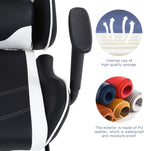 HCY High Back Gaming Chair Ergonomic Racing Style Gaming Chair with Footrest, Headrest and Lumbar Support Height Adjustable PU Leather Office Chair for Adults, White