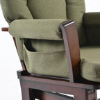 Joli Deluxe Glider Chair and Ottoman Set (Green Fabric and Walnut Frame)