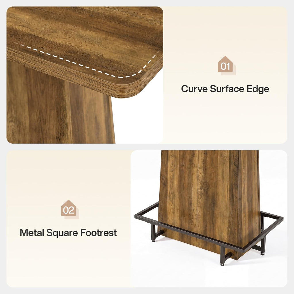Tribesigns 47" Bar Table, Rustic Industrial Pub Table with Metal Footrest, Rectangular Tall Bar Table for Bar, Restaurant, Patio, Coffee, Easy to Assemble (Brown)