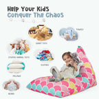 Stuffed Animal Storage Bean Bag Chair Cover for Kids Teens (No Filler) 250L Washable Large Beanbag Cover for Kids' Room Organizing Plush Toys or Home Living Room Textile,Mermaid