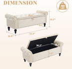 51" Storage Ottoman Bench, End of Bed Bench for Bedroom, Storage Ottomans for Foot of Bed, Chenille Upholstered Benches, Window Benches for Living Room, Entryway, Beige