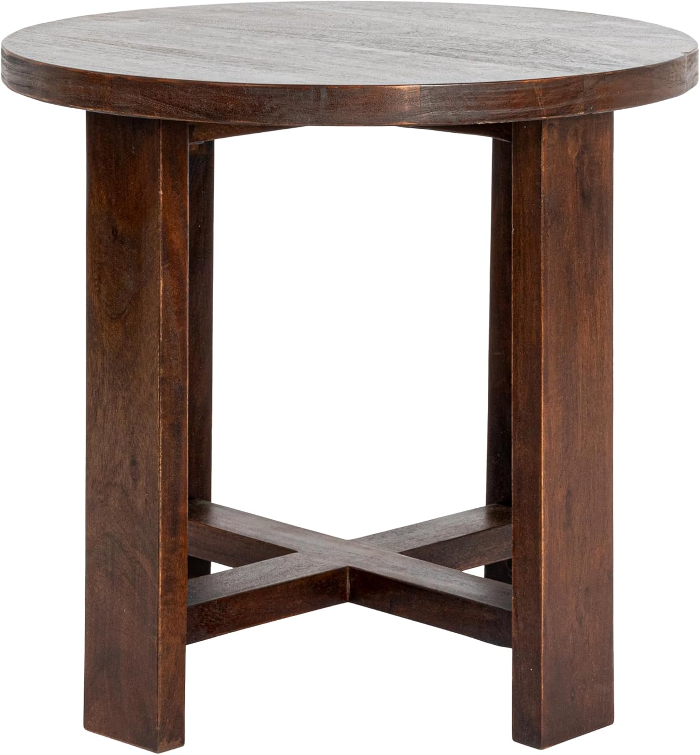 Creative Co-Op Acacia Wood Round Trestle End Table