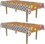Beistle Gingerbread House Tablecovers, 54” x 108”, 2 Pieces – Plastic Table Cloth, Rectangular Tablecloth, Table Covers for Party, Gingerbread Party Supplies, Christmas Decorations