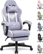 N-GEN GAMING Gaming Chair Video Game Computer Office Desk Use Ergonomic Reclining Backrest Adjustable Armrests Lumbar Support Footrest High Density Foam Breathable Fabric Heavy Duty Base (Purple)