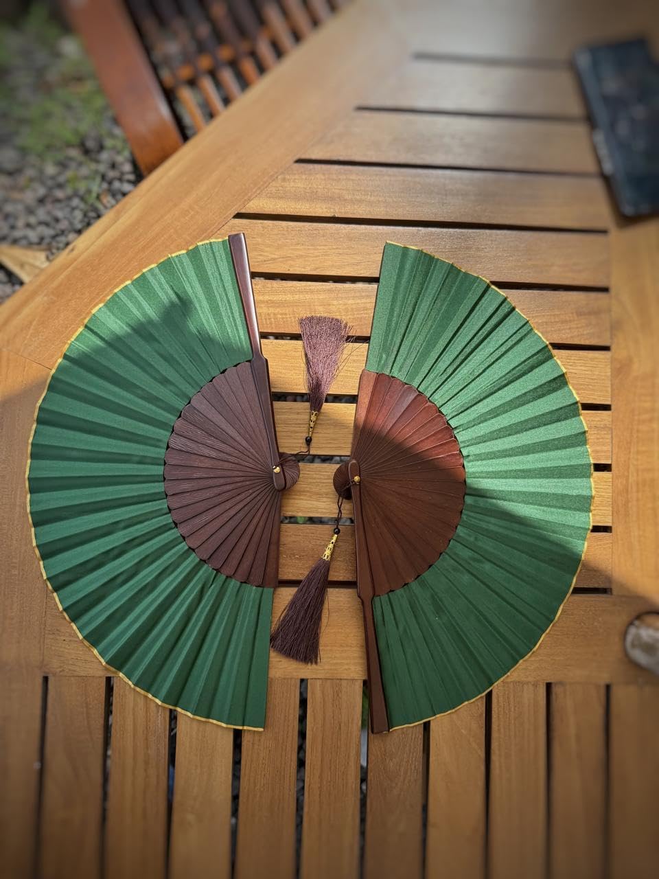 Multipack Exotic Jungle Green Folding Hand Fan, Set of 2, Bali Style
