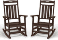 Plawdlik Oversized Outdoor Rocking Chair Set of 2- All-Weather Resistant,HDPE Heavy Duty Patio Rockers with High Back - Perfect for Porch,Garden,Coffee
