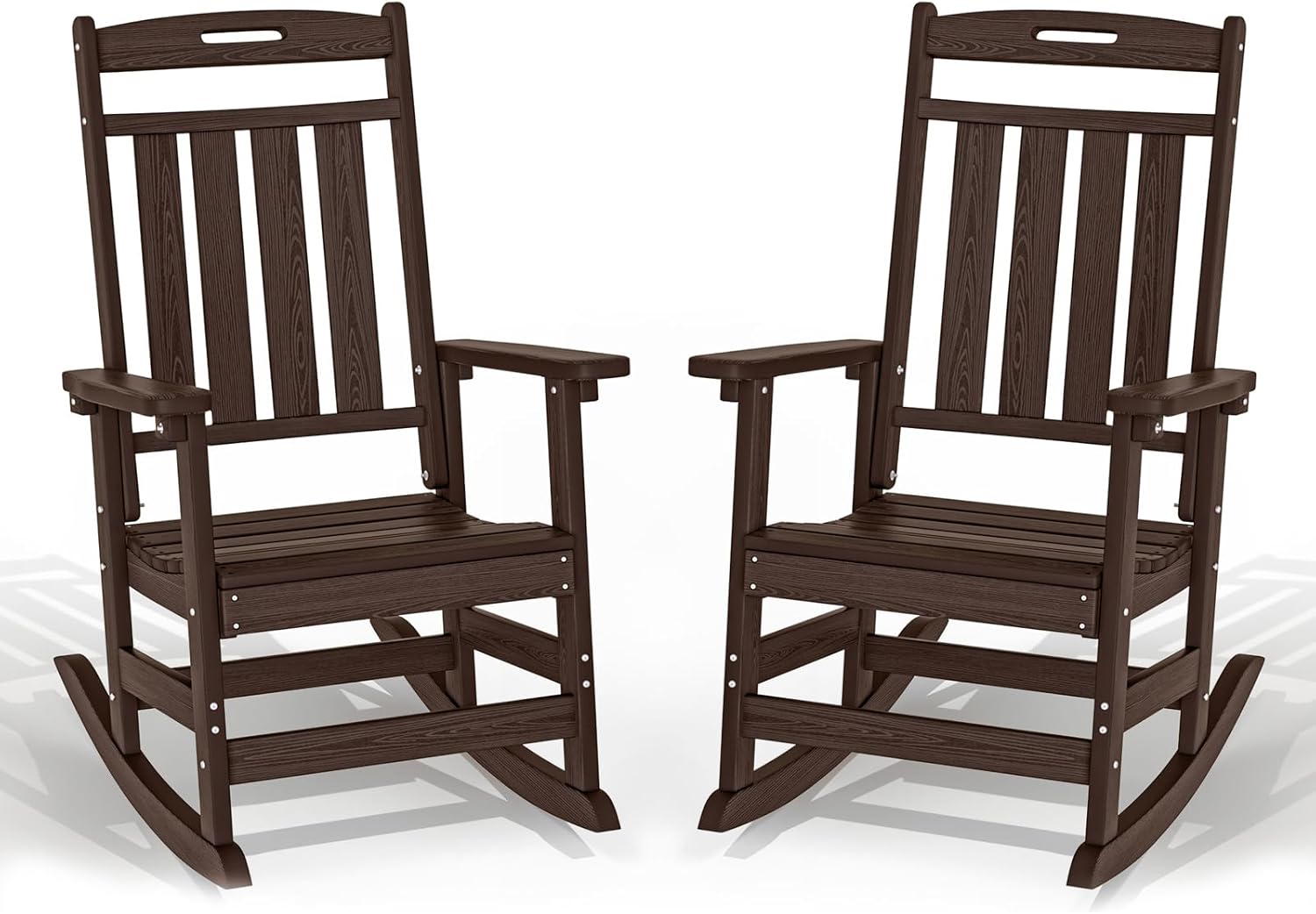 Plawdlik Oversized Outdoor Rocking Chair Set of 2- All-Weather Resistant,HDPE Heavy Duty Patio Rockers with High Back - Perfect for Porch,Garden,Coffee