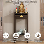Meditation Buddhist Altar Table, Entry Console Table with Storage, Bamboo Pooja Mandir, Chinese Altar Pooja Table for Incense and Pray(30x30x101cm/12x12x40in)