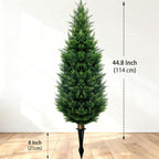 4Ft Artificial Cedar Topiary Trees (2-Pack) - UV Resistant Fake Shrubs with Ground Spike for Outdoor & Indoor Use, Front Porch, Garden Decor