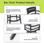 Modern Outdoor Bar Stools Set of 2 Swivel Patio Bar Chairs with 360° Rotation and Cushion with Sunbrella Fabric Weather-Resistant Aluminum Frame Patio Bar Stool for Deck Garden
