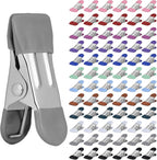 Clothes Pins Heavy Duty 72 Pack, Metal Clothespins, Chip Clips 2.17 inch, Clothespins for Clothesline Photo, Rubber Grips, 12 Colors