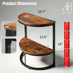 TooCust Half Round End Table for Living Room, 9.8" D x 19.7" W x 24" H, 2-Tier Small Half Circle Table with Storage Shelf, Half Moon Table with Metal Frame, Round Coffee Table for Couch, Bedroom