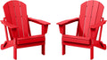 WestinTrends Malibu 2 Piece Set Outdoor Folding Poly Adirondack Chair, Red