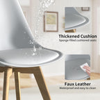 YLGJ&TIDY Modern Dining Chairs Set of 4 PU Leather Upholstered Chairs with Wooden Legs Mid Century Soft Padded Kitchen Chairs for Living Room Bedroom Dining Room Patio (White, Pack of 4)