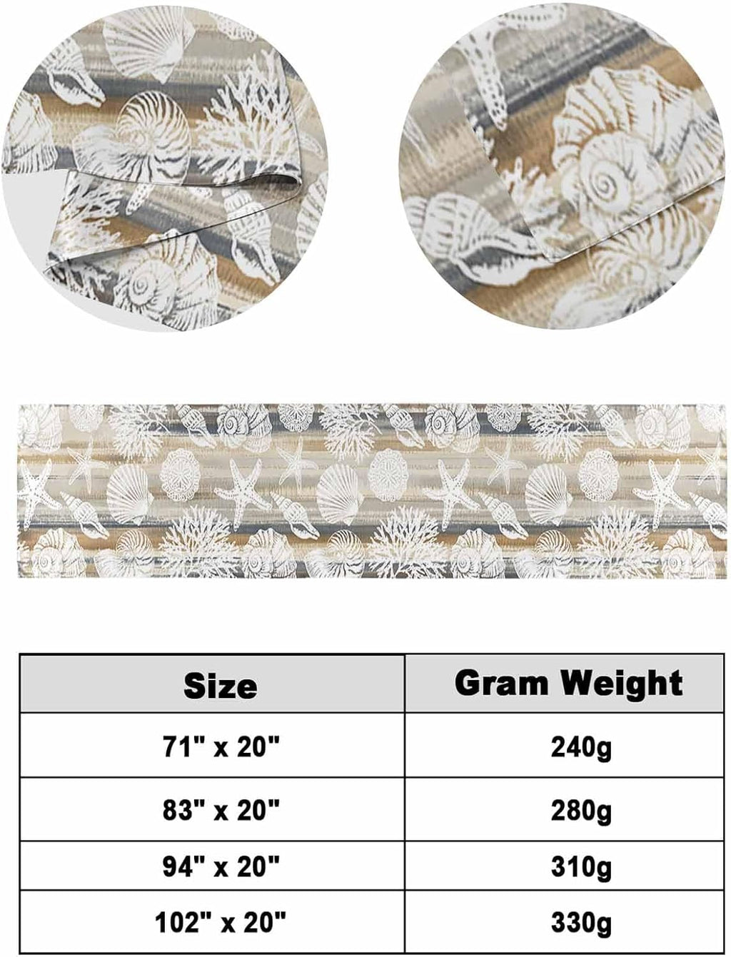 Beige Grey Coastal Bed Runner Scarf Cal King Size, Nautical Beach Starfish Coral Shell Modern Luxury Bed Throw Runners & Scarves for Twin Full Queen King Foot of Beds, Bedroom Decoration, 102"x20"