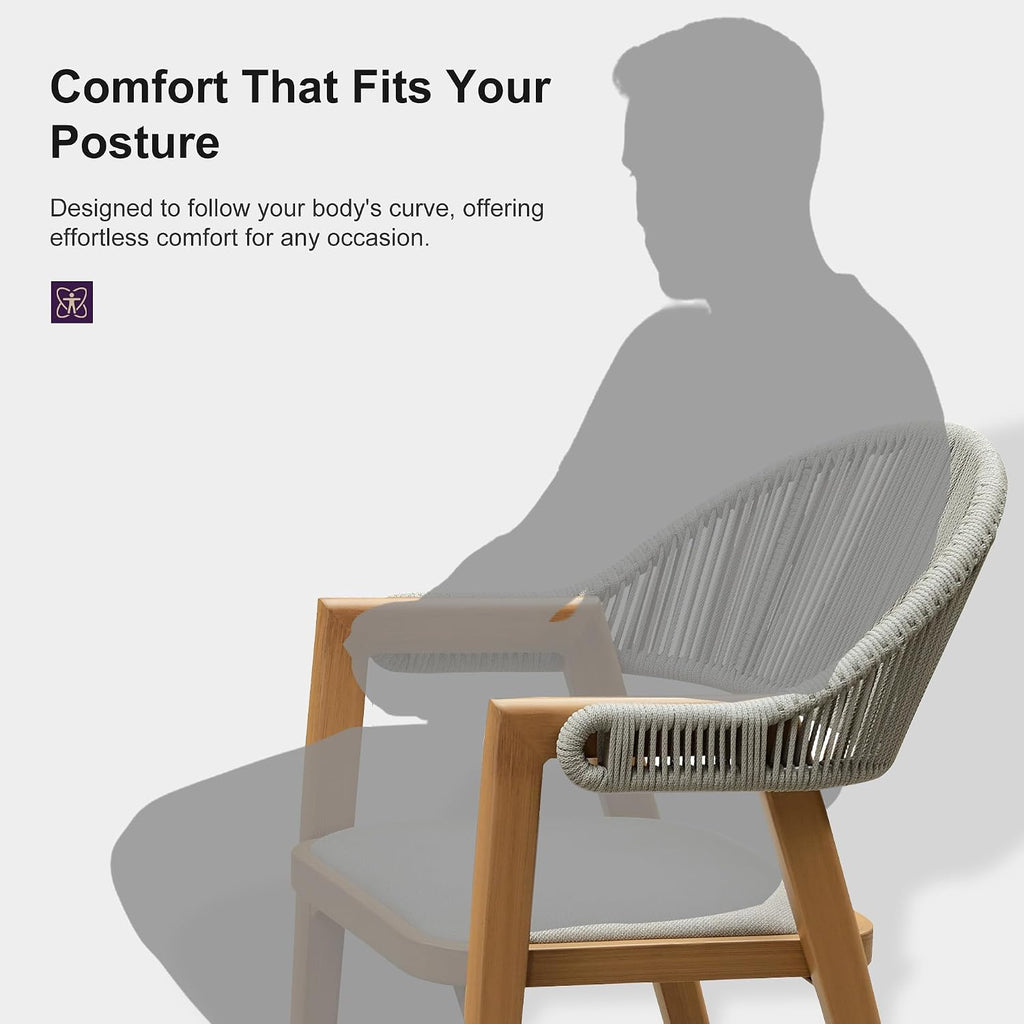 PURPLE LEAF Outdoor Bar Height Bar Stool Set of 2 Rattan Bar Chair with Back Aluminum Modern Barstools for Patio Backyard Indoor Kitchen Teak