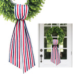 Wreath Sash for Front Door Boxwood Wreath Sash Accessories for Indoor Outdoor Decor, 5.1'' x 59''(Red White and Blue Stripe)