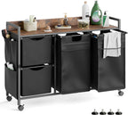 Laundry Sorter with 4 Sections, Laundry Hamper with Wheels, Laundry Basket with Small Side Pockets and Pull-Out Removable Liners,for Laundry Room Bedroom Bathroom (150L)