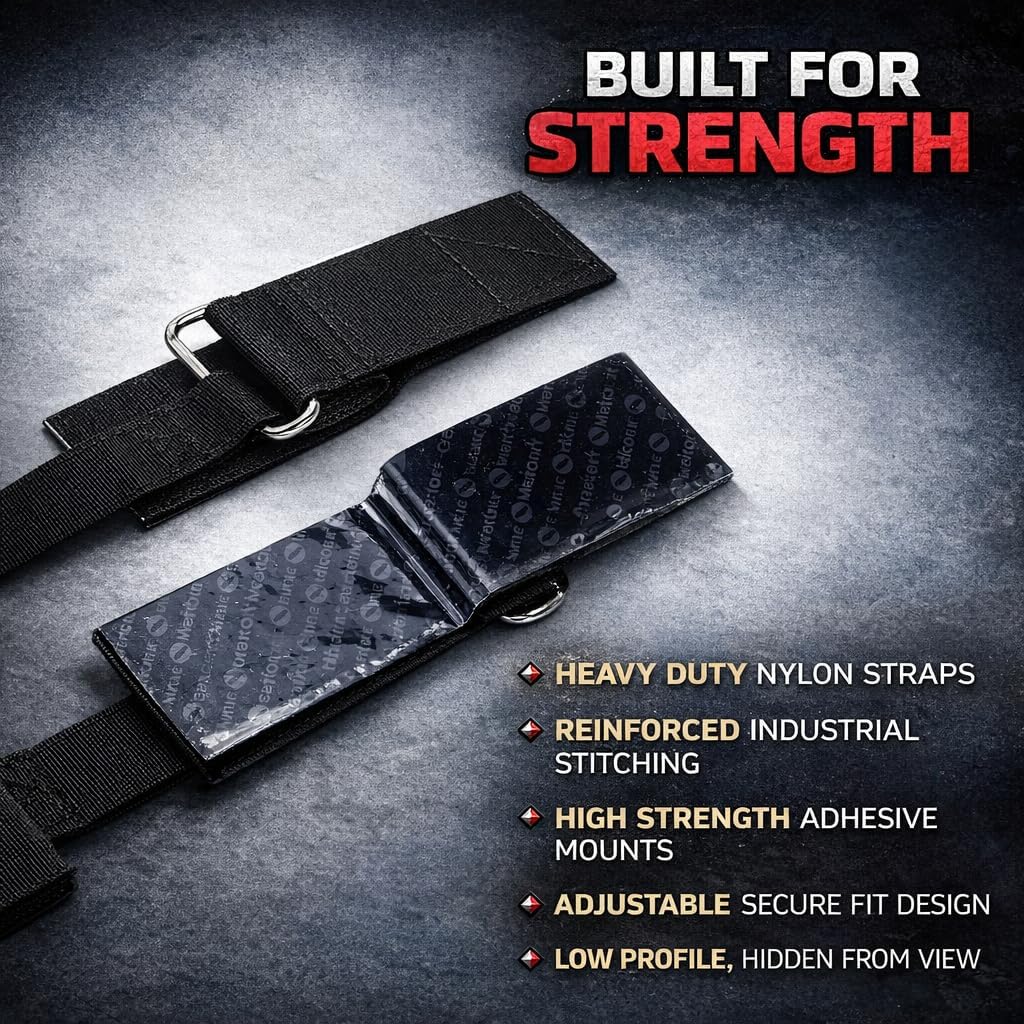 QuakeHOLD! Universal Flat Screen TV Safety Straps, Nylon Anti-Tip Adhesive Straps, Earthquake Protection, For TVs and Furniture, Child Proofing for Home Safety, Easy Installation, Black, 1 Pack