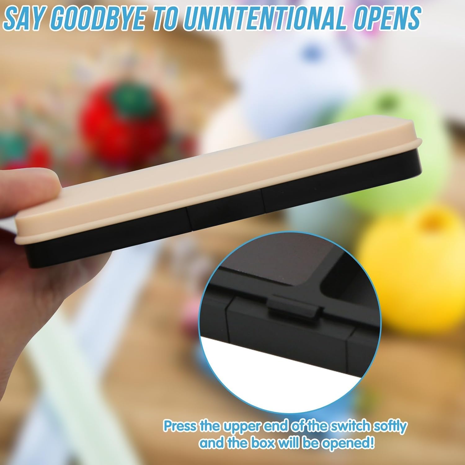 HINGTAI Rectangular Mirror 2-Compartment Magnetic Needle Box, Strong Built-in Magnet Secures Pins Under 6.5cm, Sewing Needle Organizer Box with Snap Closure, Craft Supplies Storage Gift for Sewers
