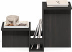 Furinno BOYATE Side Table, Valley Shaped End Table, with Tiered Levels and Magazine Rack, for Living Room, Espresso
