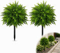 Artificial Plants Outdoor, Topiary Trees Artificial Outdoor with Ground Spikes, 2 Pack UV Resistant Fake Bushes for Planters, Front Porch Patio Garden Decor