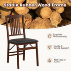 POWERSTONE Folding Dining Chairs Set of 4, Space Saving Foldable Kitchen Chairs with Padded Seat, Slatted Backrest, Solid Wood Frame, No Assembly for Dining Room Apartment Small Spaces