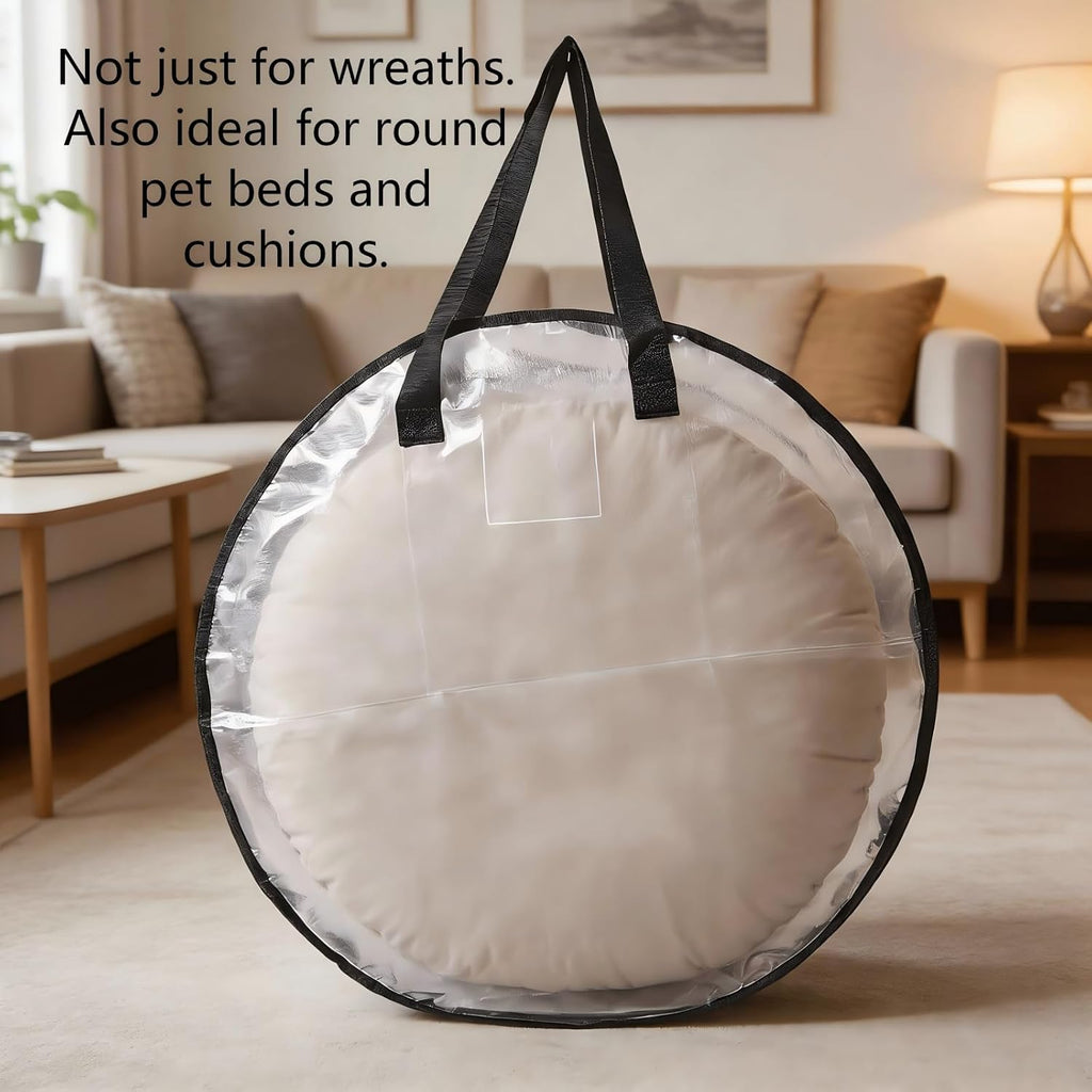 Hayoulabo 2 Pack Clear Christmas Wreath Storage Bags 24 Inch - Waterproof Wreath Container with Dual Zipper and Reinforced Handles for Artificial Wreath, Garland and Holiday Decor Organization